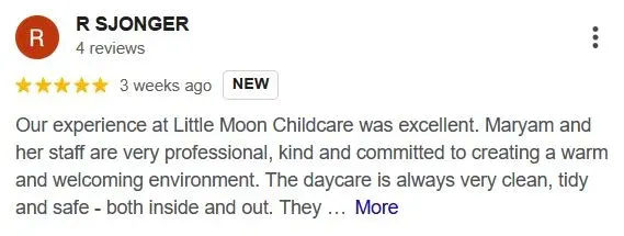 Customer testimonial for Little Moon Childcare Ltd