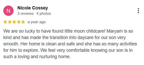 Customer testimonial for Little Moon Childcare Ltd